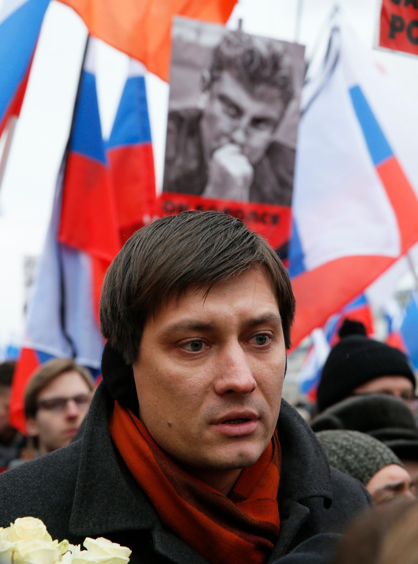 Ruský poslanec Gudkov na pochodu v Moskvě.