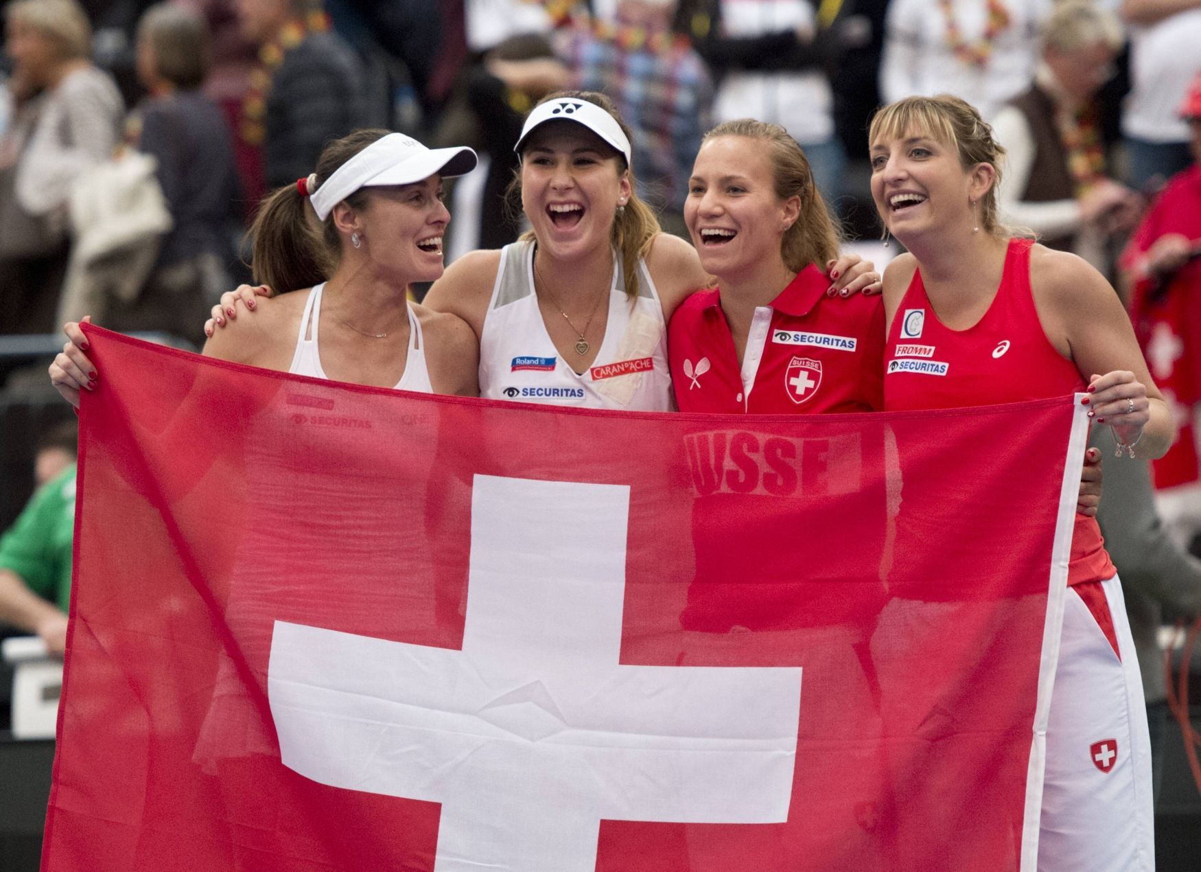 Fed Cup, Švýcarsko - Martina Hingisová, Belinda Bencicová, Viktorija Golubicová a Timea Bacsinszká