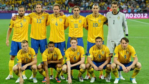 Švédská fotbalová reprezentace před utkáním s Anglií ve skupině D na Euru 2012.