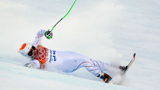Prohlédněte si fotogalerii z náročného olympijského super-G, které bylo nad síly řady nejlepších světových lyžařek.