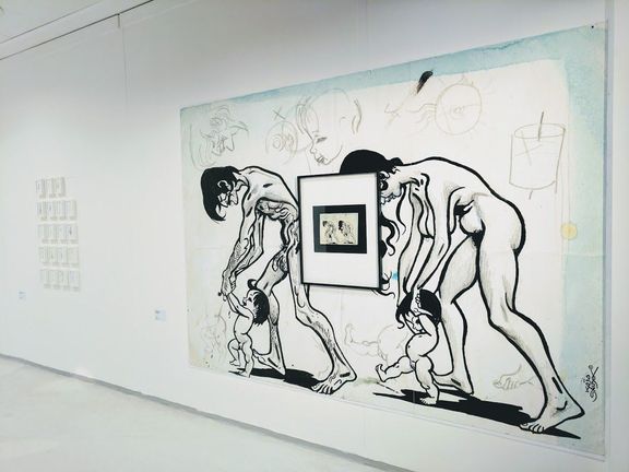 Kresba Káji Saudka na výstavě Sexplicit
