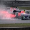 Red Bull Racing Formula One driver Ricciardo of Australia and Toro Rosso Formula One driver Kvyat of Russia drive during the third practice session of the Chinese F1 Grand Prix at the Shanghai Interna