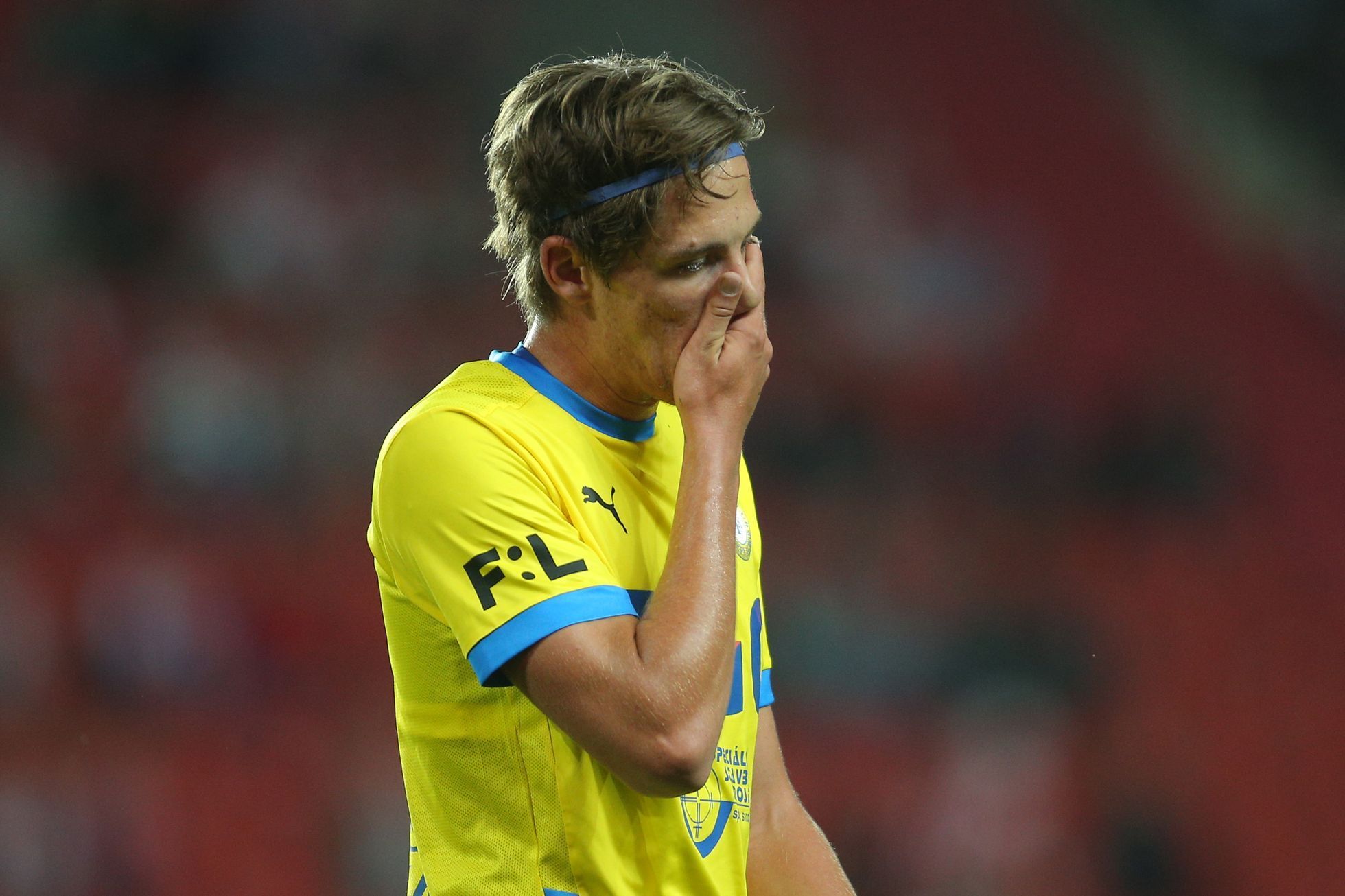 4. kolo Fortuna:Ligy 2020/21, Slavia - Teplice: David Heidenreich z Teplic uviděl červenou kartu