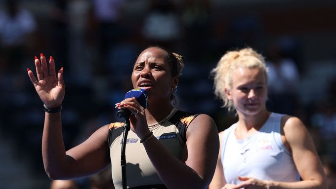 Taylor Townsendová s Kateřinou Siniakovou po finále US Open