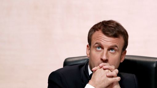Emmanuel Macron na klimatické konferenci v Paříži.