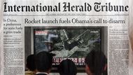 "Odpálení rakety popohnalo Obamovu výzvu k odzbrojení" (International Herald Tribune, 6.4.2009)