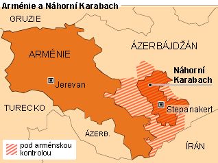 Mapa - Arménie, Náhorní Karabach