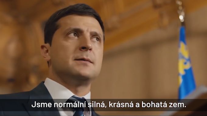 Jeden ze silných projevů filmového ukrajinského prezidenta Holoborodka