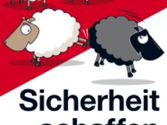 Bílá ovce vystrkává ze Švýcarska černou ovci. Předvolební plakát lidové strany.