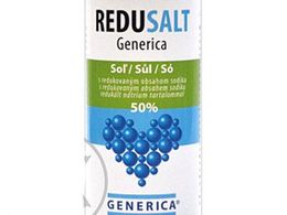 Generica Redusalt 150 g: Dietní sůl, která má o 50 % méně sodíku než běžná kuchyňská, kamenná či mořská sůl, při zachování stejné slané chuti. Cena: 45 Kč