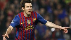 Barcelona - AC Milán: Messi (oslava, radost)