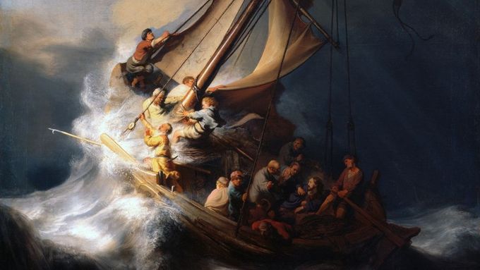 Rembrandt: Bouře v Galilejském moři.