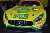 Mercedes-AMG GT3 stáje Mann-Filter Team HTP je díky své "kamufláži" přezdívám Žlutá mamba.