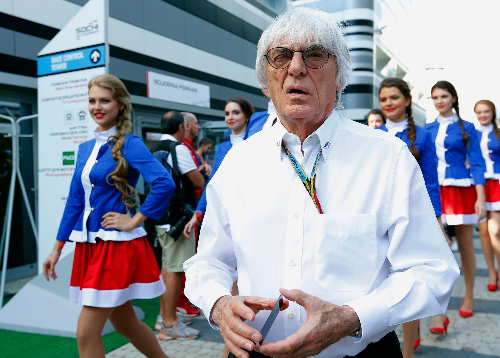 Formula One commercial supremo Ecclestone arrives for the drivers' parade before the first Russian Grand Prix in Sochi