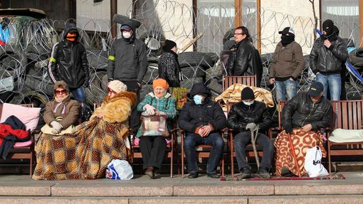 Barikáda proruských aktivistů v Doněcku