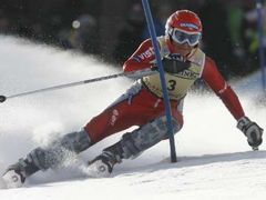 Šárka Záhrobská na trati slalomu Světového poháru ve Zwieselu, kde obsadila druhé místo.
