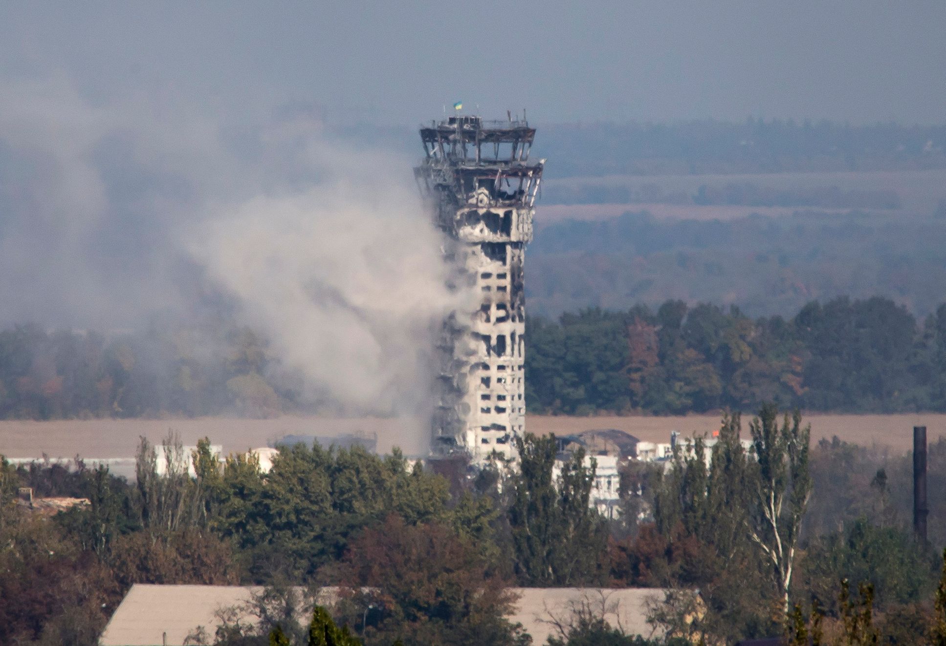 Kontrolní věž letiště v Doněcku.