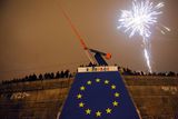 V Praze na Letné Češi vítali s novým rokem také převzetí půlročního předsednictví Evropské unie.