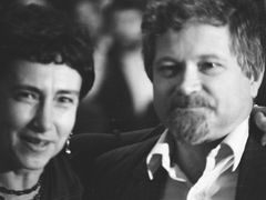 Jiřina Šiklová s Petrem Pithartem v Občanském fóru, 1989.