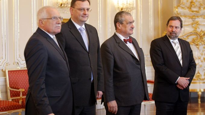Lídři koalice se sešli u prezidenta Václava Klause