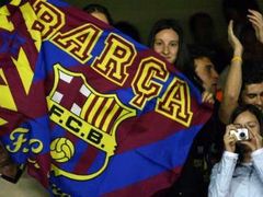 Fanoušci fotbalové Barcelony při zápase ve Vigu.