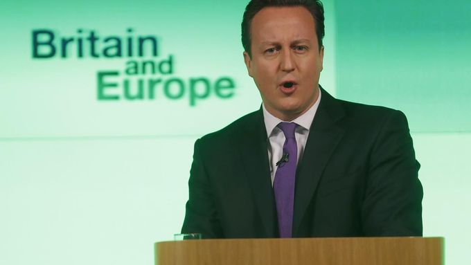 Britský premiér David Cameron v Londýně oznámil, že pokud vyhraje volby, uspořádá referendum o vystoupení Británie z EU.