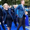 Henrik Stenson of Team Europe and his wife Emma leave the opening ceremony of the 40th Ryder Cup at Gleneagles