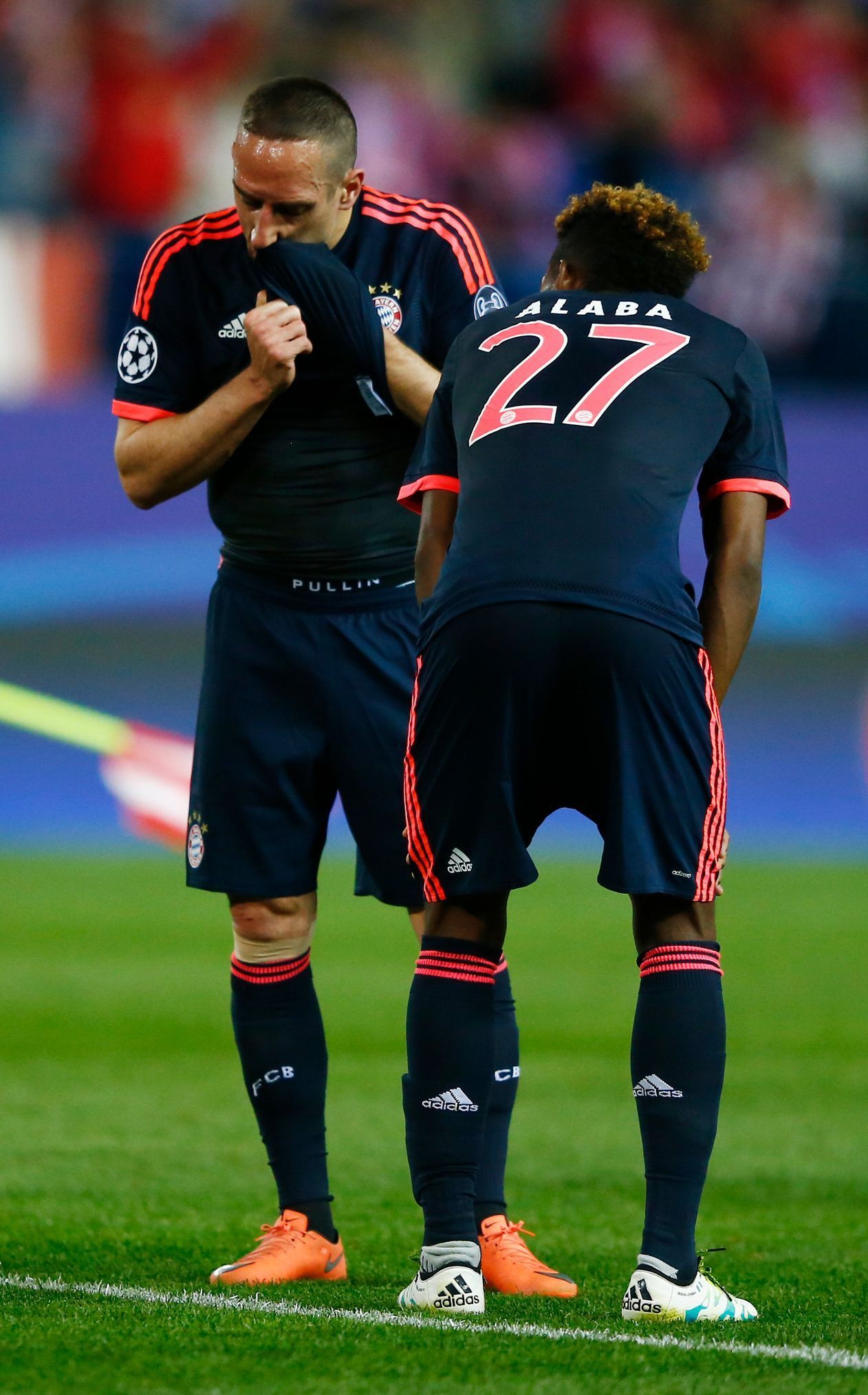 Bayern Munich's Franck Ribery and David Alaba look dejected at the end of the match