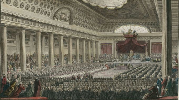 "Pravice" a "levice" vznikly na shromáždění francouzských Generálních stavů v roce 1789. Zastánci nových pořádků seděli vlevo, tradiční aristokraté vpravo.