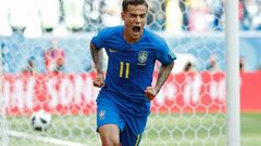 Philippe Coutinho slaví gól do sítě Kostariky