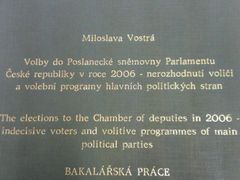 Titulní práce bakalářské práce Miloslavy Vostré.