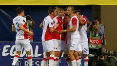 Villarreal - Slavia: Radost slávistů po prvním gólu
