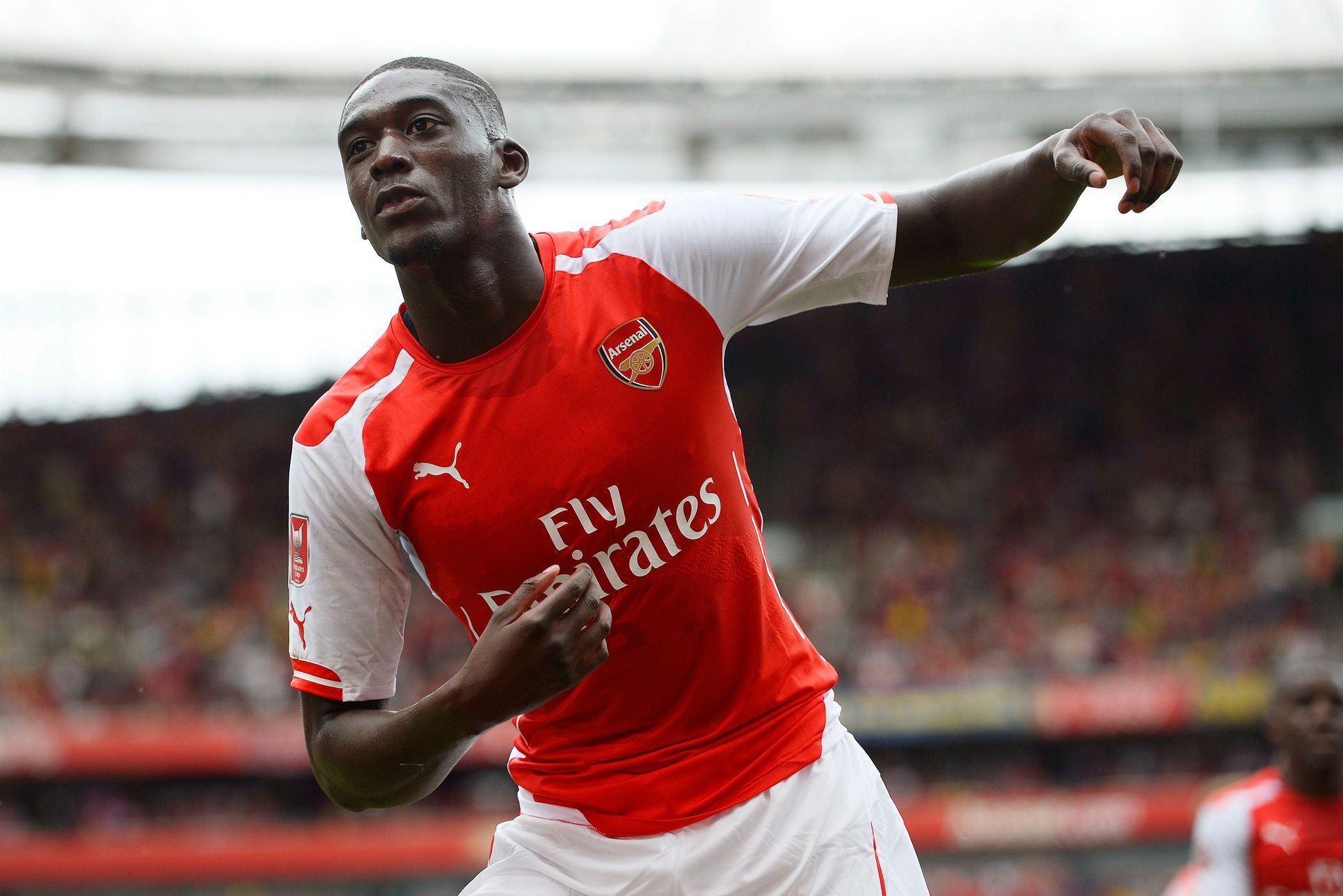 Yaya Sanogo slaví gól Arsenalu