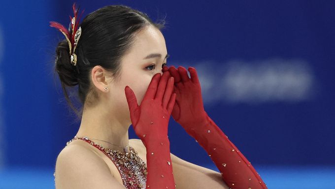 Krasobruslařka Ču I na olympiádě v Pekingu.