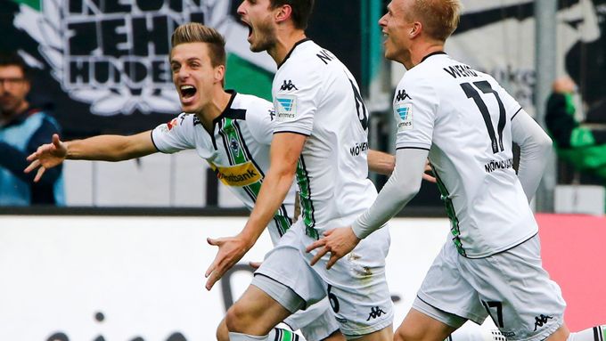 Borussia Mönchengladbach se raduje z výhry nad Wolfsburgem