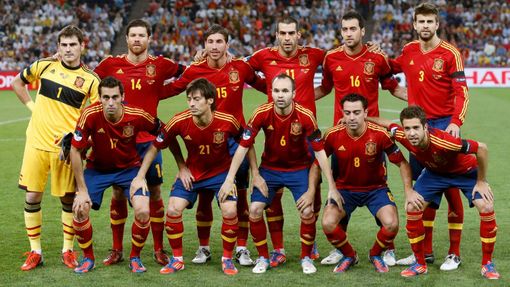 Španělský tým před semifinále na Euru 2012.