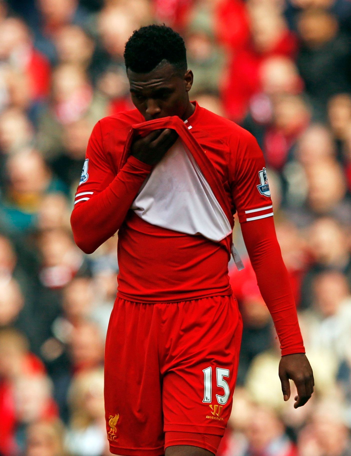 Liverpool's Sturridge reacts during their English Premier League soccer match against Newcastle United in Liverpool