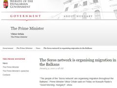 "Sorosova síť organizuje migraci přes Balkán", píše se na webových stránkách maďarské vlády.
