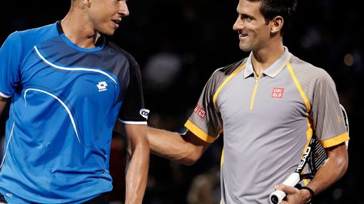 Tenista Lukáš Rosol a Novak Djokovič na turnaji Masters v Miami
