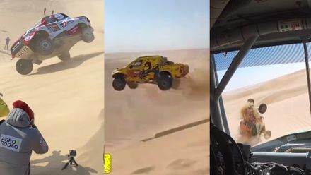 Alonso se na Dakaru skutálel z duny, další auto na ní skok nezvládlo