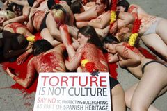 Polonahé Španělky protestovaly v krvi proti koridě