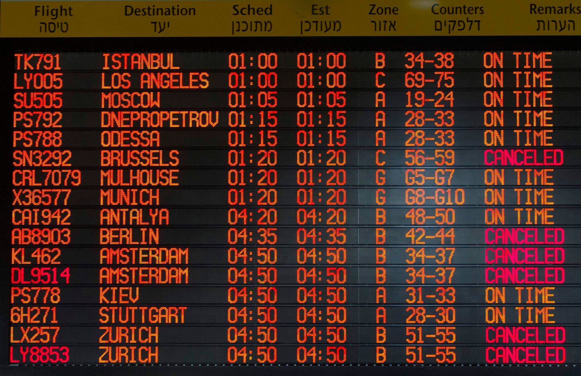 Některé americké a evropské letecké společnosti v úterý pozastavily z bezpečnostních důvodů lety na letiště Ben Gurion v Tel Avivu.
