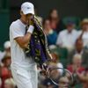 Český tenista Tomáš Berdych je zklamaný po prohraném utkání s Lotyšem Ernestem Gulbisem v 1. kole Wimbledonu 2012