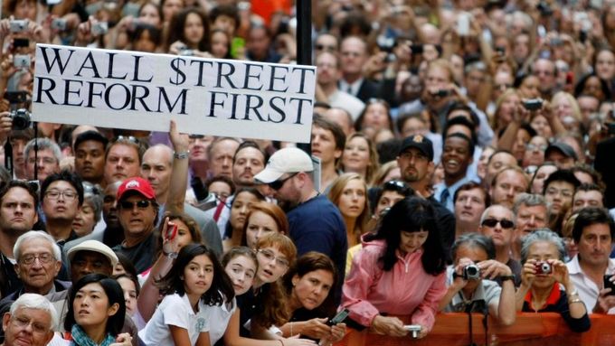 Barack Obama svůj projev pronesl ze srdce Wall Street, přihlížely mu tisíce lidí.