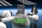 Model fotbalového stadionu na orbitě, který byl prezentován v rámci letošního Czech Space Weeku.