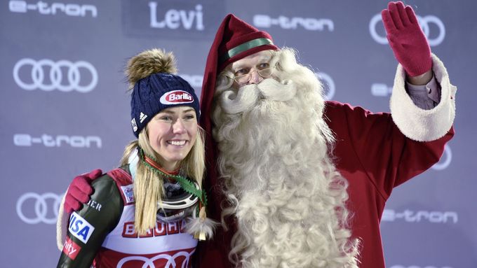 Mikaela Shiffrinová se Santa Clausem