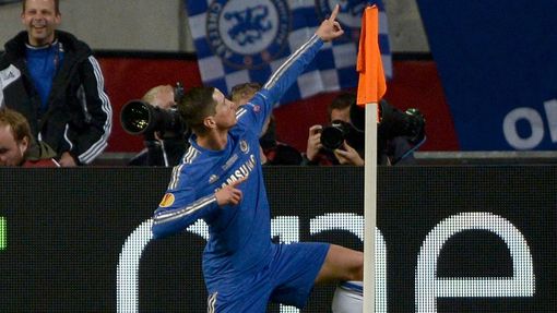 Fotbal, finále Evropské ligy, Chelsea - Benfica: Fernando Torres slaví gól na 1:0