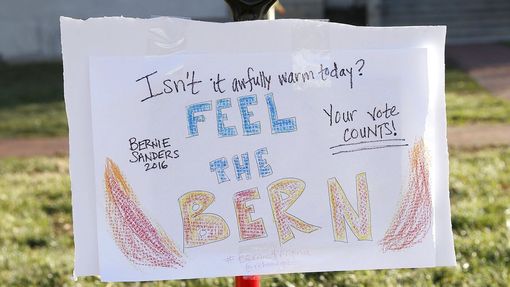 Podpora pro Bernieho Sanderse v Arlingtonu.