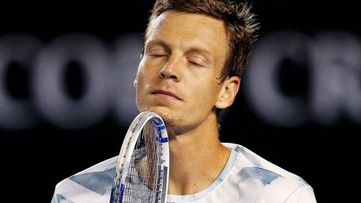Australian Open 2015: Tomáš Berdych při semifinále s Andy Murraym