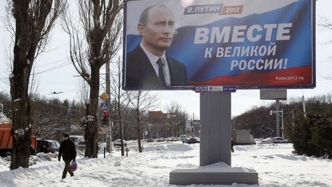 Předvolební billboard ve Stavropolu na jihu Ruska.